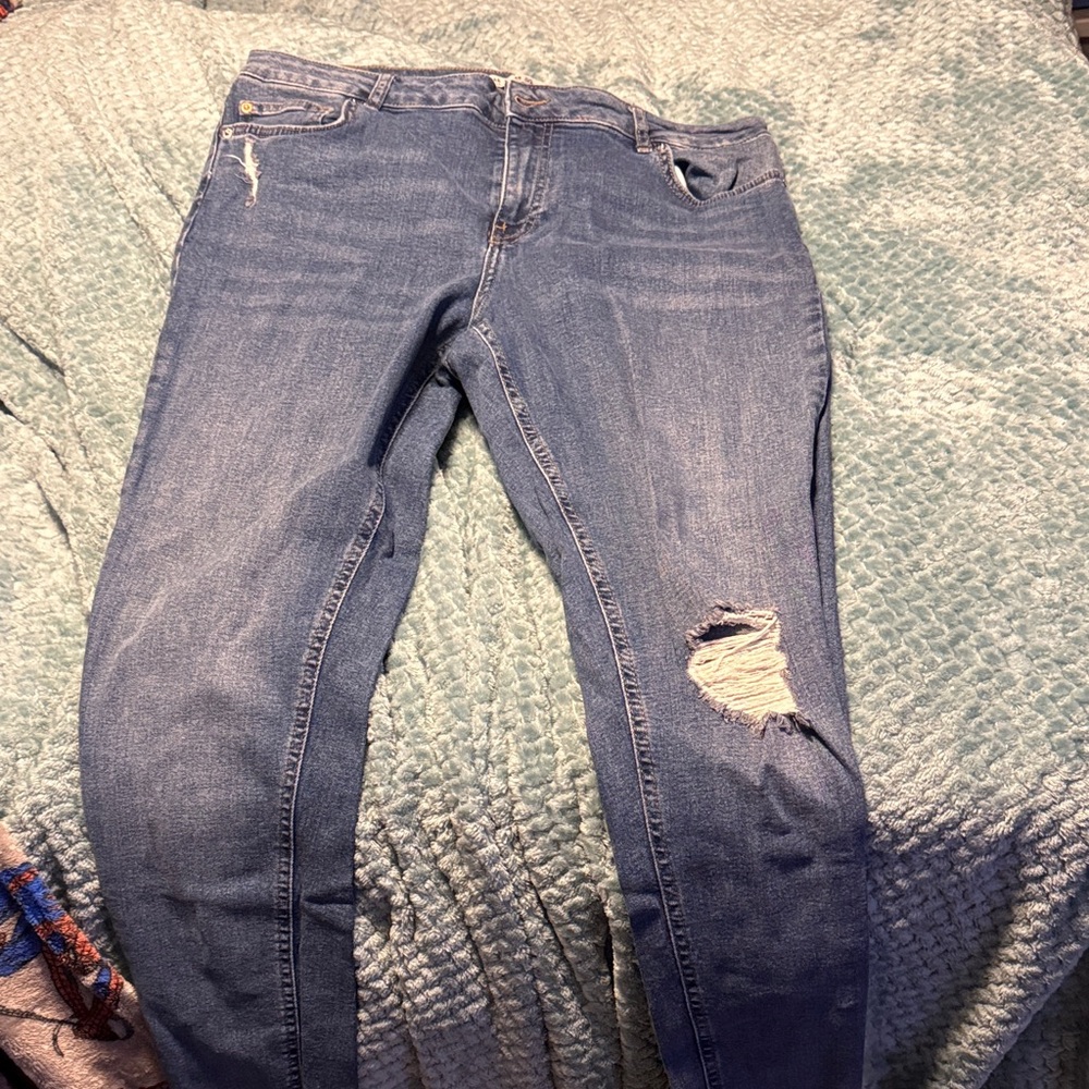 Distressed Blue Jeans